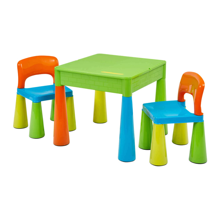 Kids 5-in-1 Activity Table and Two Chairs Set - Multicoloured