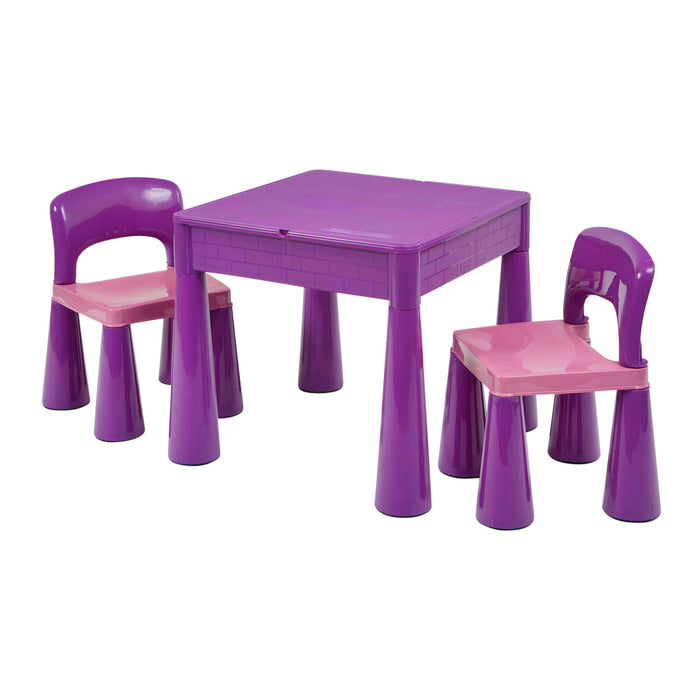 Kids 5-in-1 Activity Table and Two Chairs Set - Purple