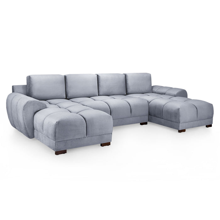 Zura U-Shape Sofa - Plush Velvet Grey