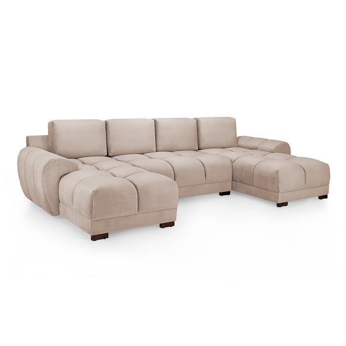 Zura U-Shape Sofa - Plush Velvet Brown Sugar