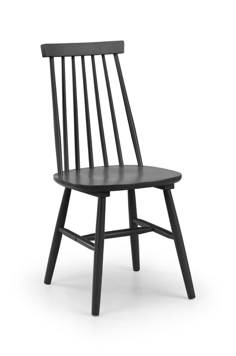 Set Of 2 Alassio Spindle Back Dining Chairs - Black