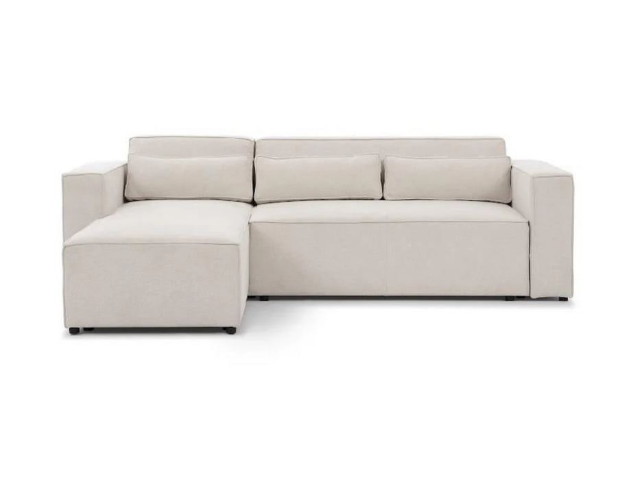 Finn Pull Out Sofa Bed with Storage Left Hand Chaise - Cream