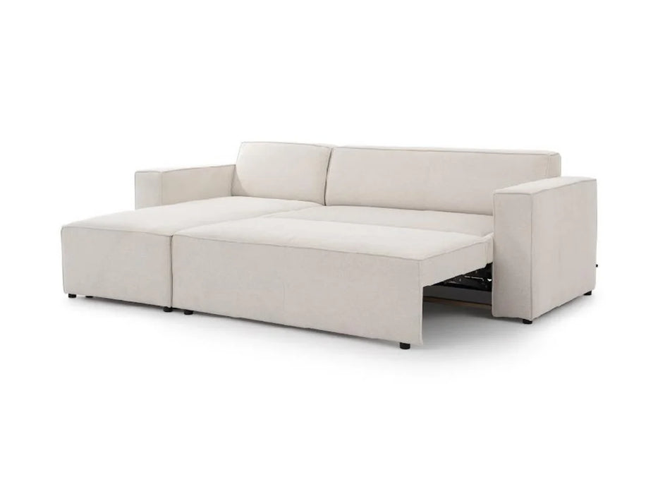 Finn Pull Out Sofa Bed with Storage Left Hand Chaise - Cream