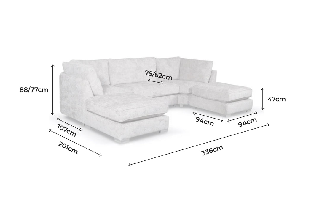 Avalon U Shape Sofa Luxe Chenille - Truffle