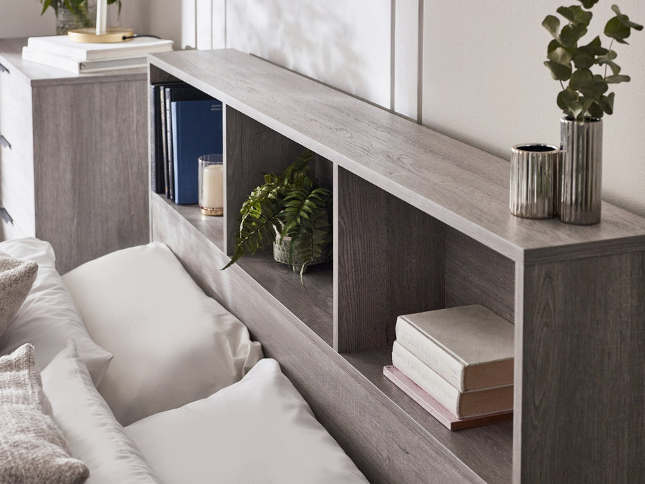 Bali Ottoman Storage 135cm Double Bed - Grey Oak