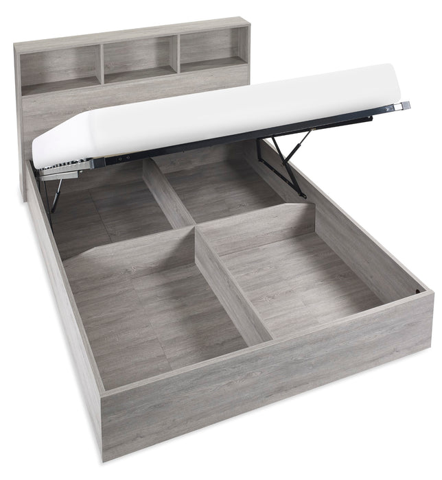 Bali Ottoman Storage 150cm King Bed -Grey Oak