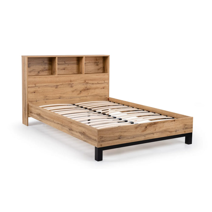 Bali Bookcase Headboard Single Bed 90cm - Light Oak