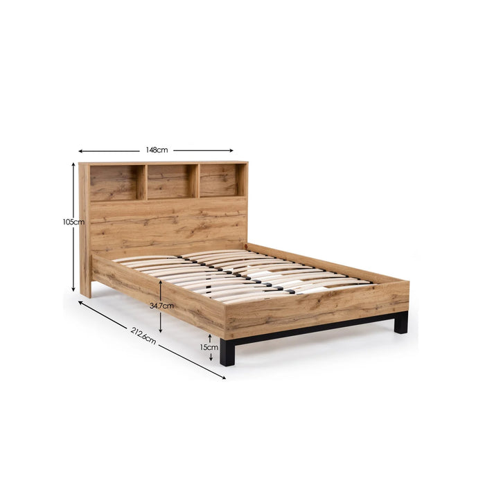 Bali Bookcase Headboard Single Bed 90cm - Light Oak