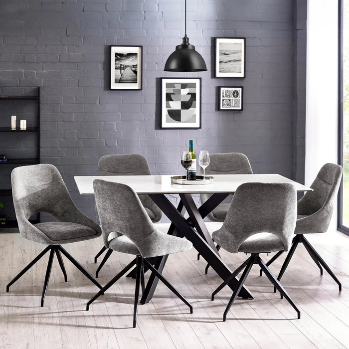 Bradley White Marble Dining Table