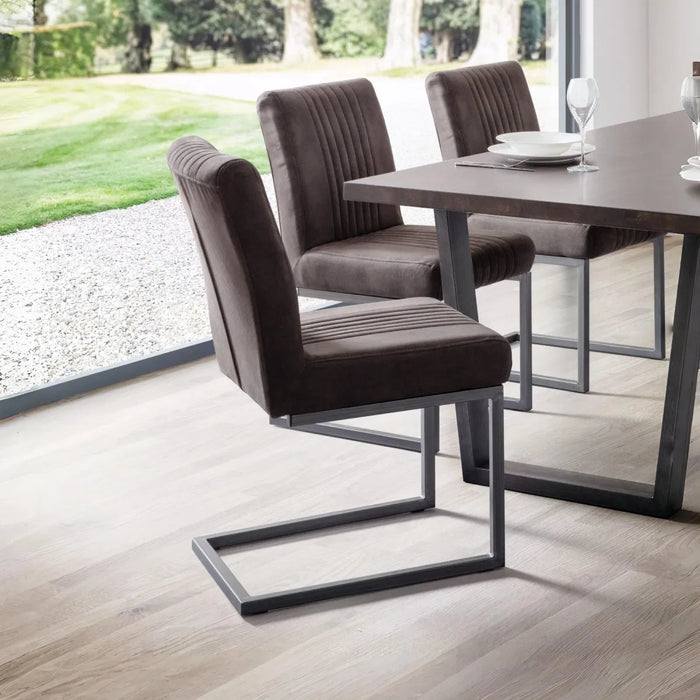 Brooklyn Dining Table Dark Oak & 4 Charcoal Chairs