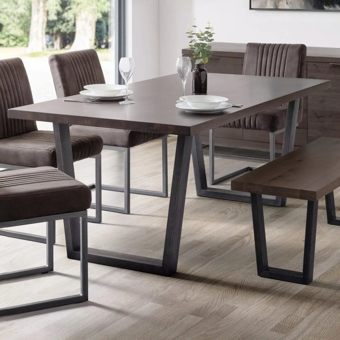 Brooklyn Dining Table Dark Oak & 4 Charcoal Chairs