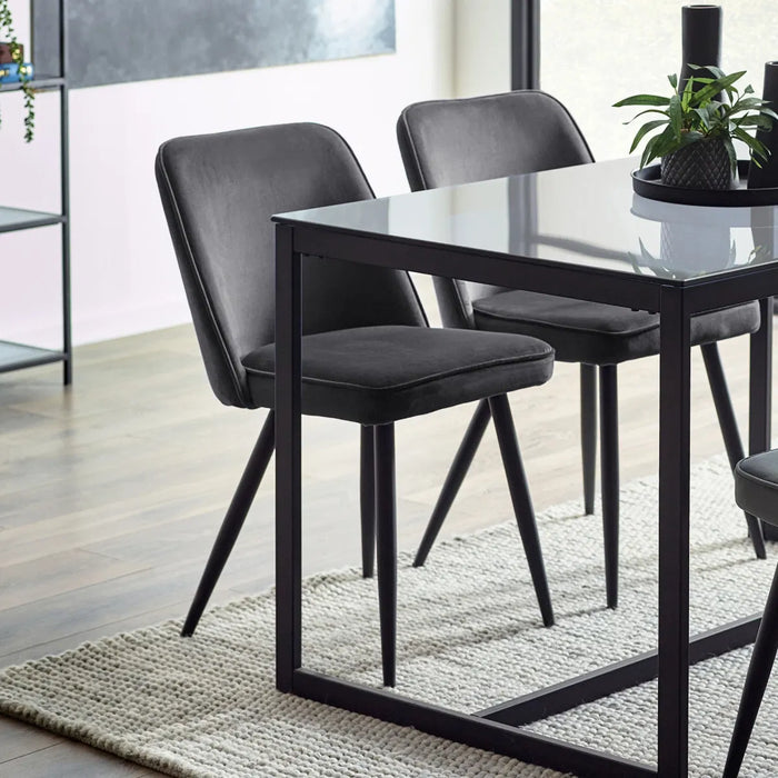 Chicago Dining Table & 4 Burgess Dining Chairs - Grey
