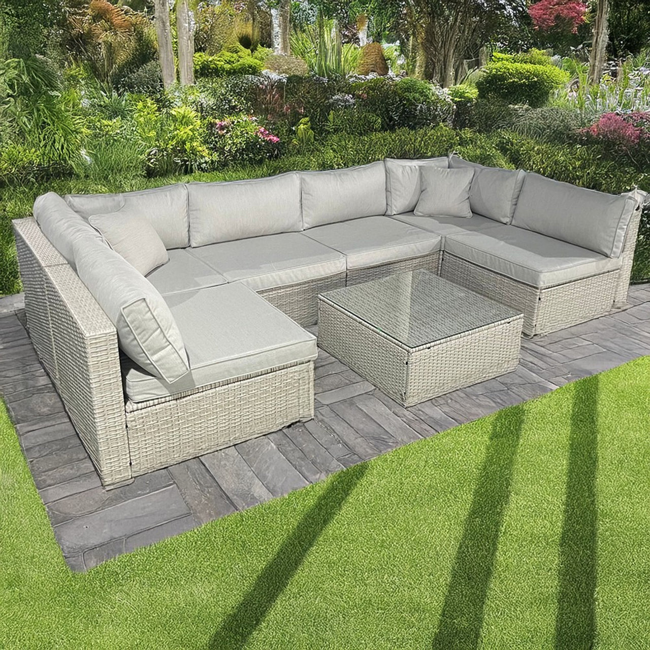 Rattan U Shaped Garden Sofa Set with Coffee Table