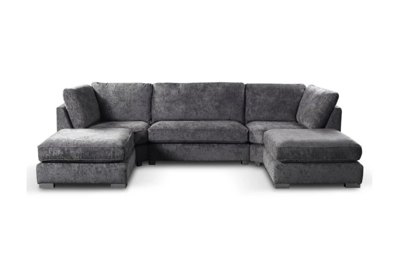 Avalon U Shape Sofa Luxe Chenille - Platinum Grey