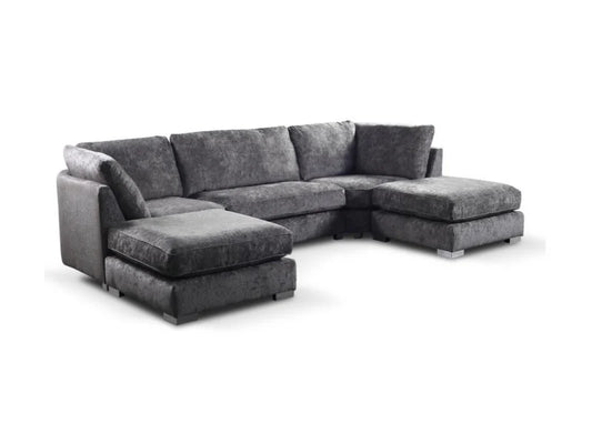 Avalon U Shape Sofa Luxe Chenille - Platinum Grey