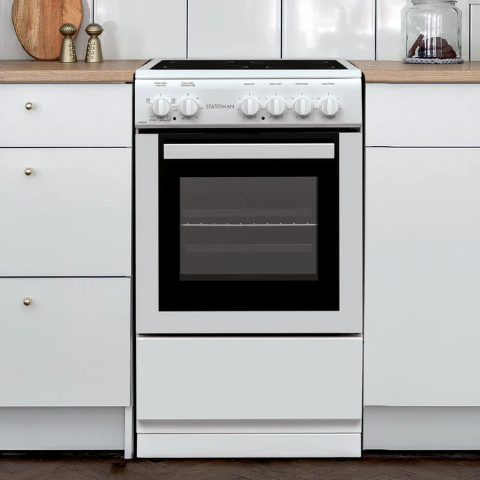 C050ESCW - 50cm Single Cavity Ceramic Top Electric Cooker - White