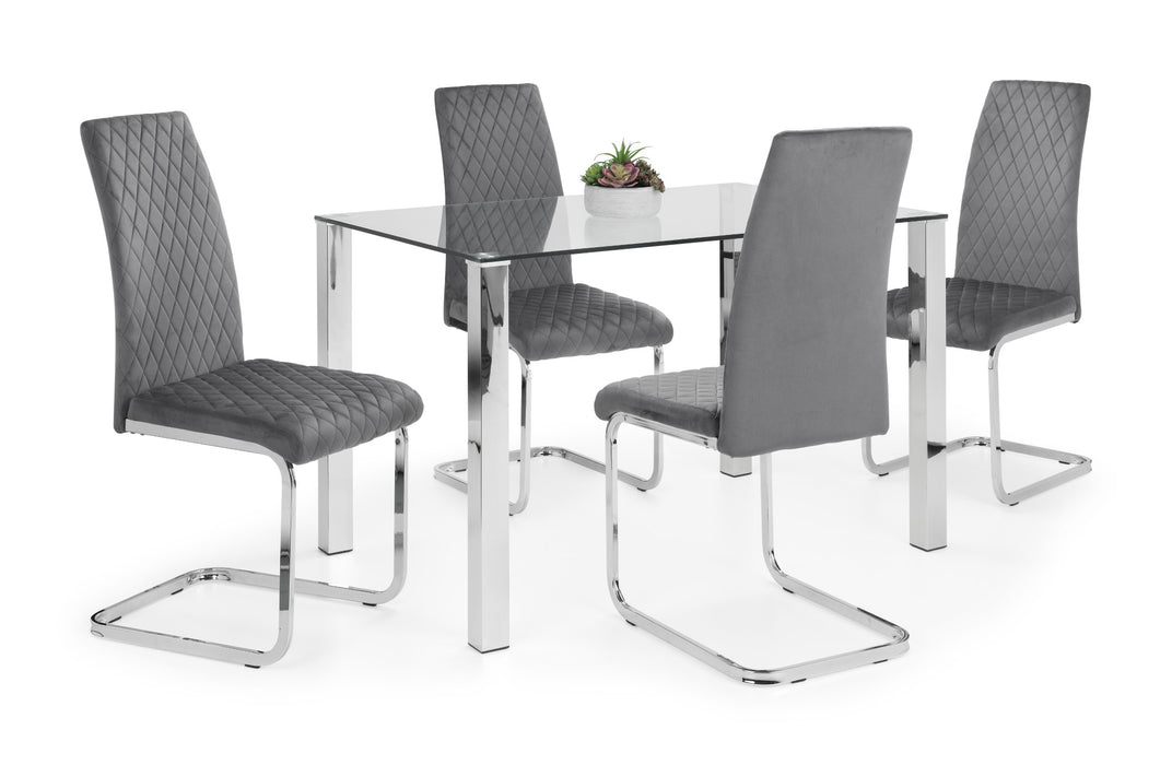 Set Of 4 Calabria Velvet Cantilever Chairs - Grey