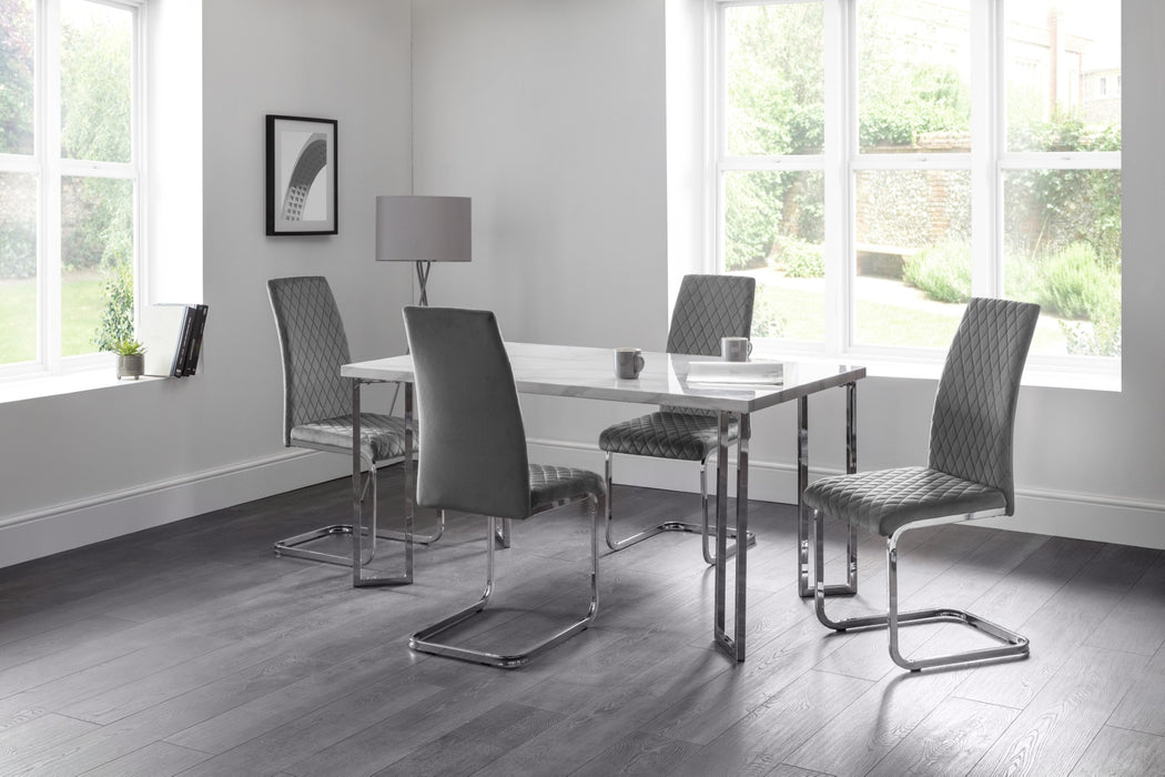 Set Of 4 Calabria Velvet Cantilever Chairs - Grey