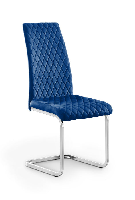 Set Of 4 Calabria Velvet Cantilever Chairs - Blue