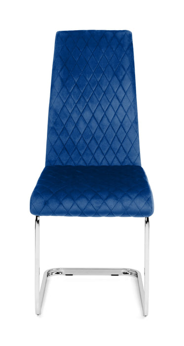 Set Of 4 Calabria Velvet Cantilever Chairs - Blue