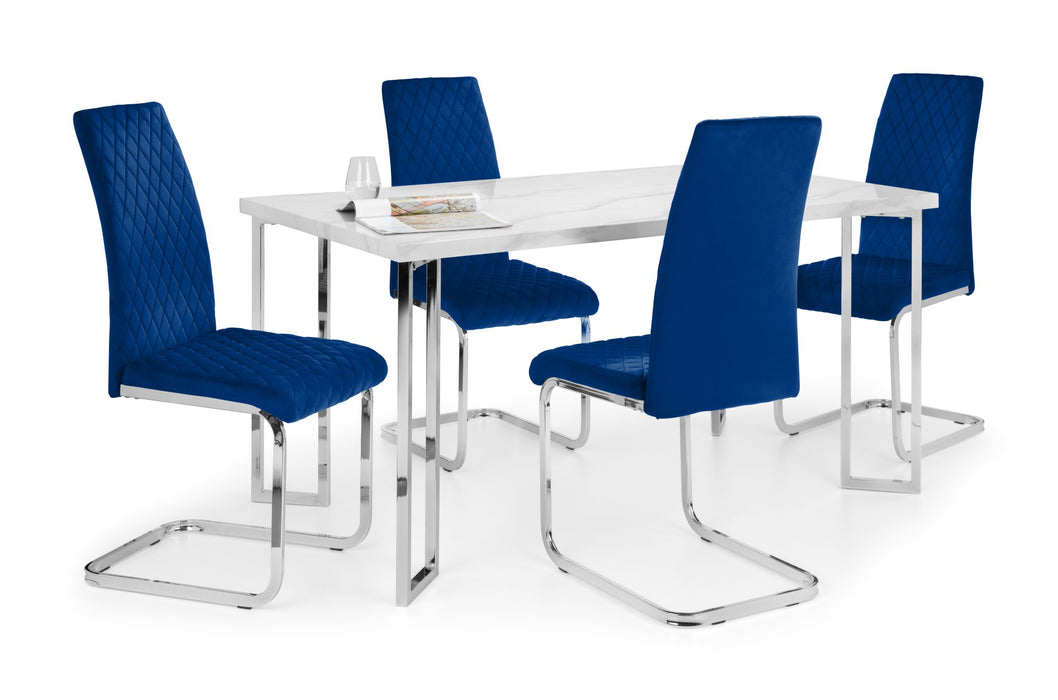 Set Of 4 Calabria Velvet Cantilever Chairs - Blue