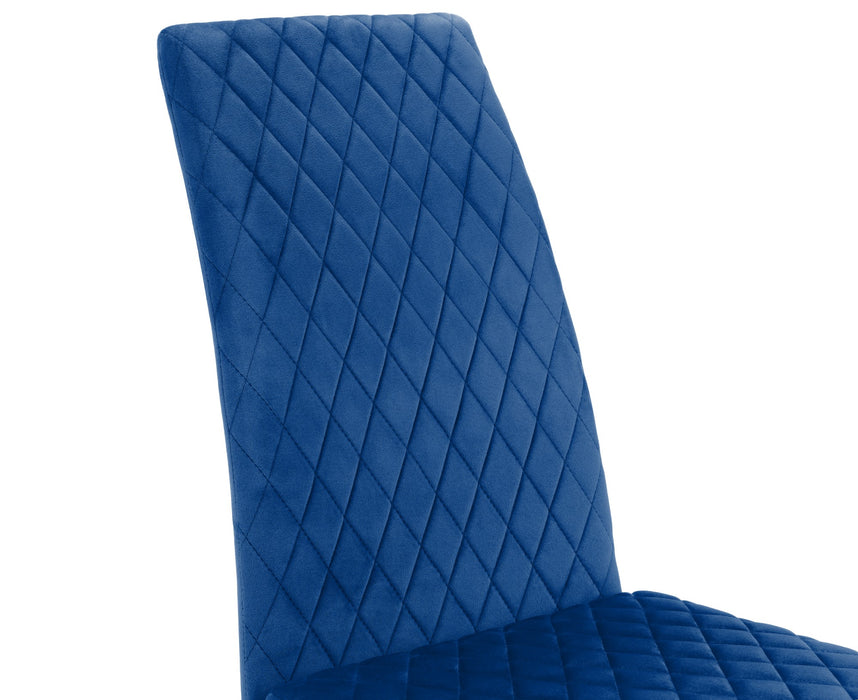 Set Of 4 Calabria Velvet Cantilever Chairs - Blue