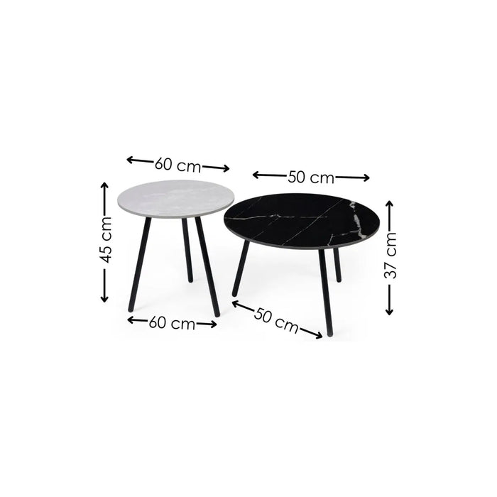 Casper Nest of Tables - Grey & Black