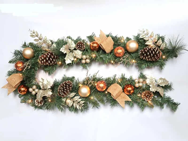 180cm (6ft) Battery Operated Champagne & Copper Garland with 25 LED's