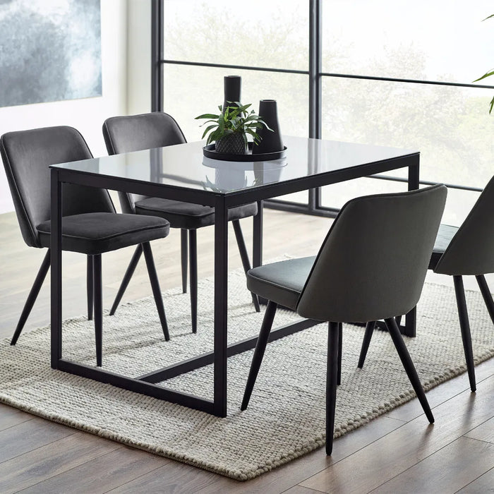 Chicago Dining Table & 4 Burgess Dining Chairs - Grey