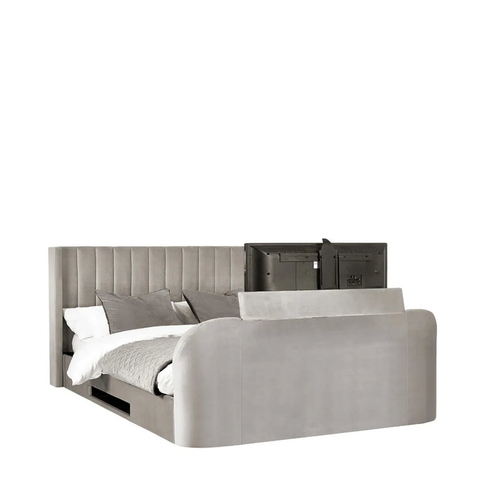 Clara 135cm Side Lift Ottoman TV Bed - Light Grey