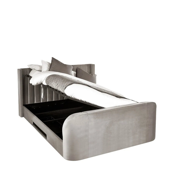 Clara 135cm Side Lift Ottoman TV Bed - Light Grey