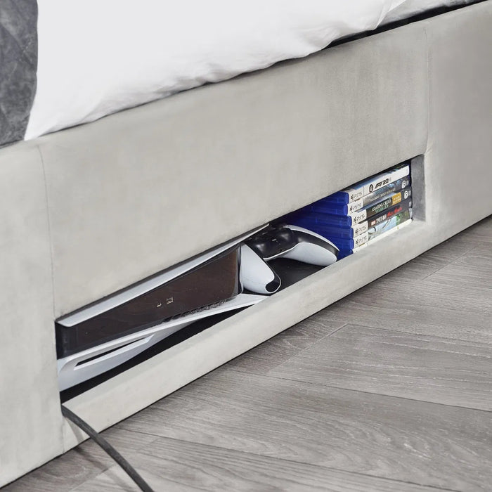 Clara 135cm Side Lift Ottoman TV Bed - Light Grey