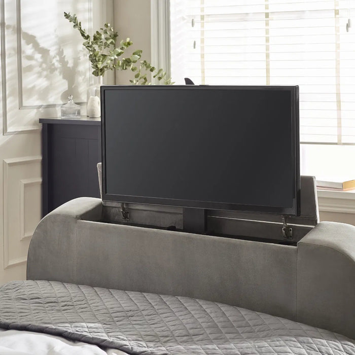 Clara 135cm Side Lift Ottoman TV Bed - Light Grey