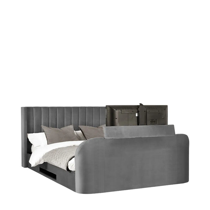Clara 135cm Side Lift Ottoman TV Bed - Dark Grey