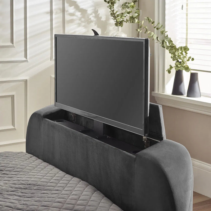 Clara 135cm Side Lift Ottoman TV Bed - Dark Grey
