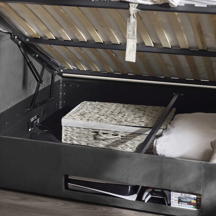 Clara 135cm Side Lift Ottoman TV Bed - Dark Grey