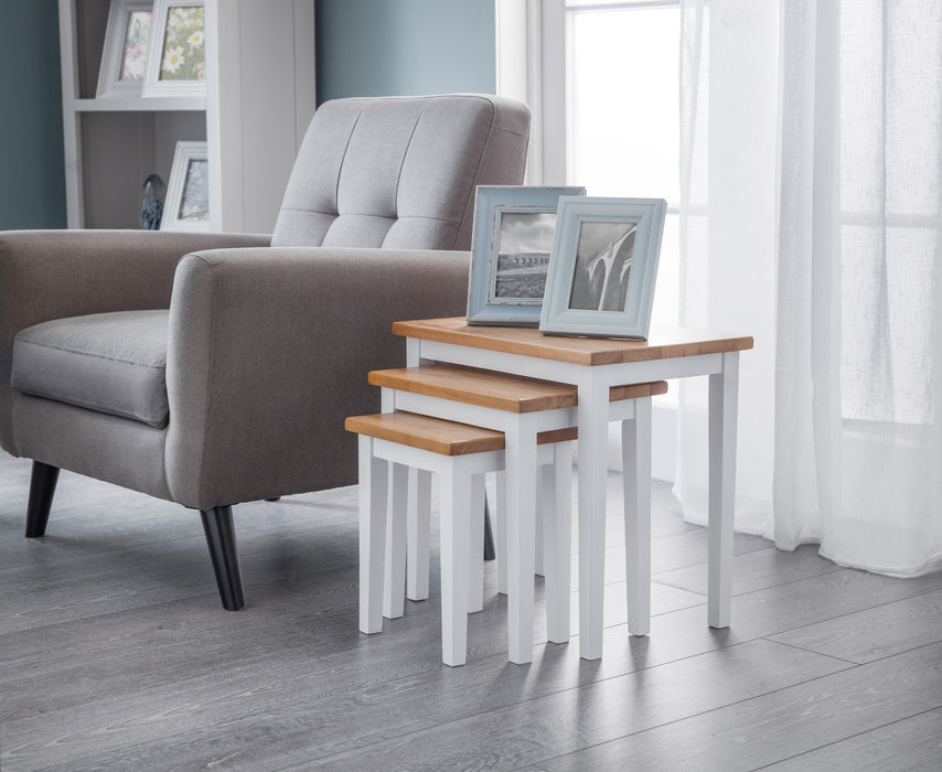 Cleo Nest Of Tables - White / Natural Oak