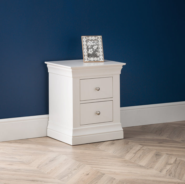 Clermont 2 Drawer Bedside - Surf White