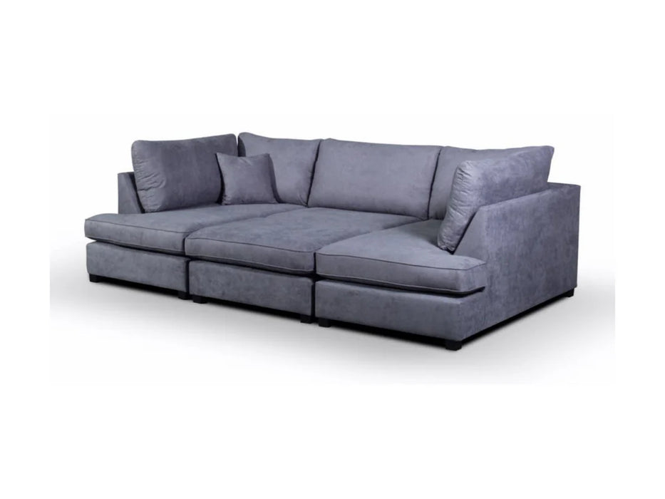 Remi Small U Shape Sofa with Footstool - Grey