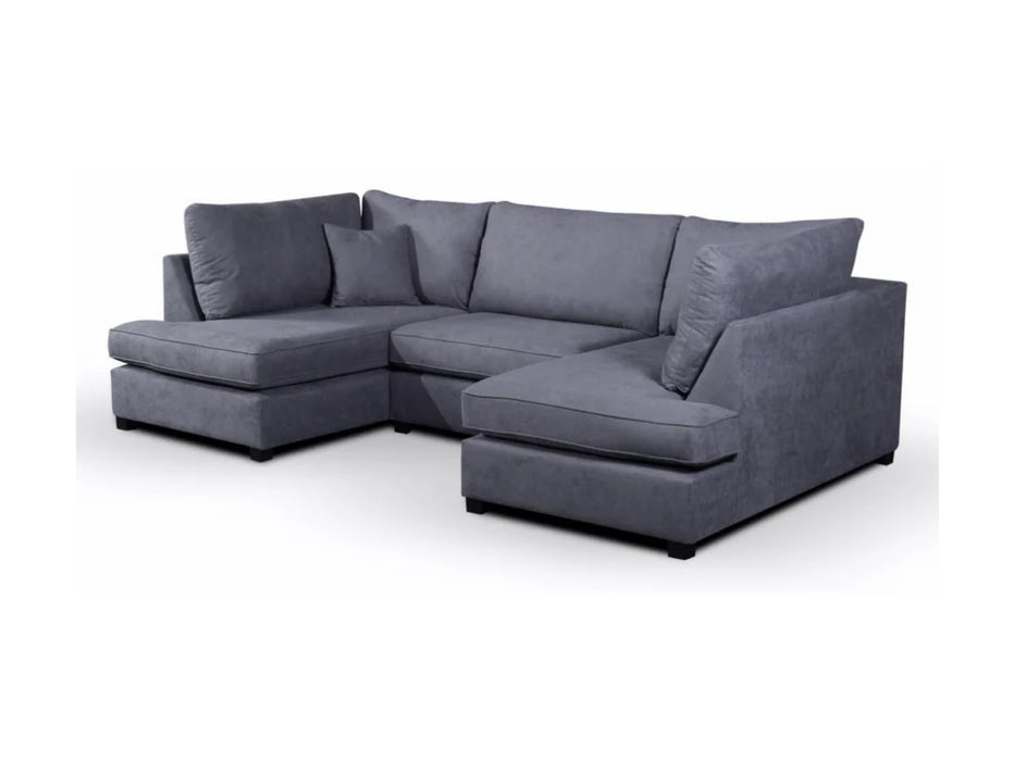 Remi Small U Shape Sofa with Footstool - Grey