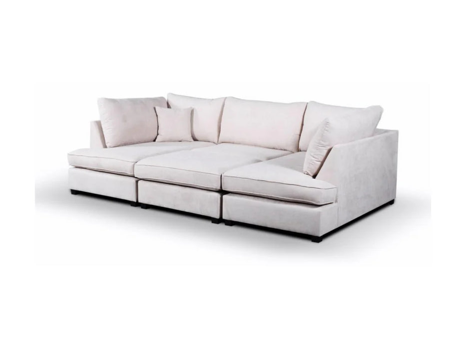 Remi Small U Shape Sofa with Footstool - Cream