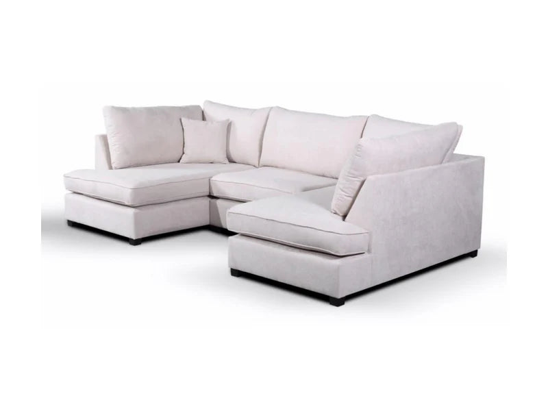 Remi Small U Shape Sofa with Footstool - Cream