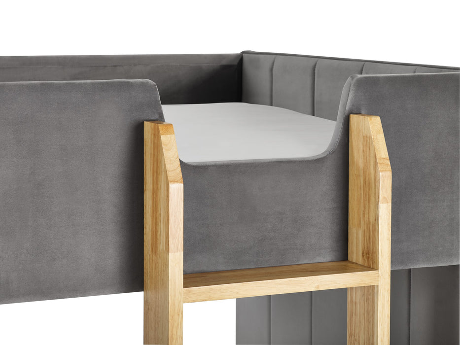 Daytona Bunk Grey Velvet and Woodgrain