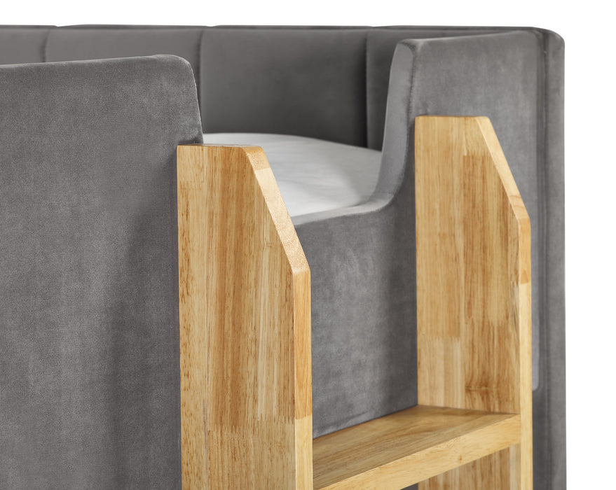 Daytona Bunk Grey Velvet and Woodgrain