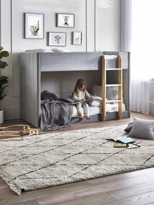 Daytona Bunk Grey Velvet and Woodgrain