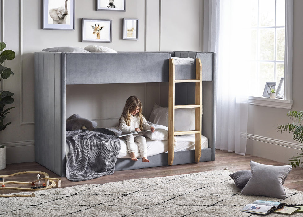 Daytona Bunk Grey Velvet and Woodgrain