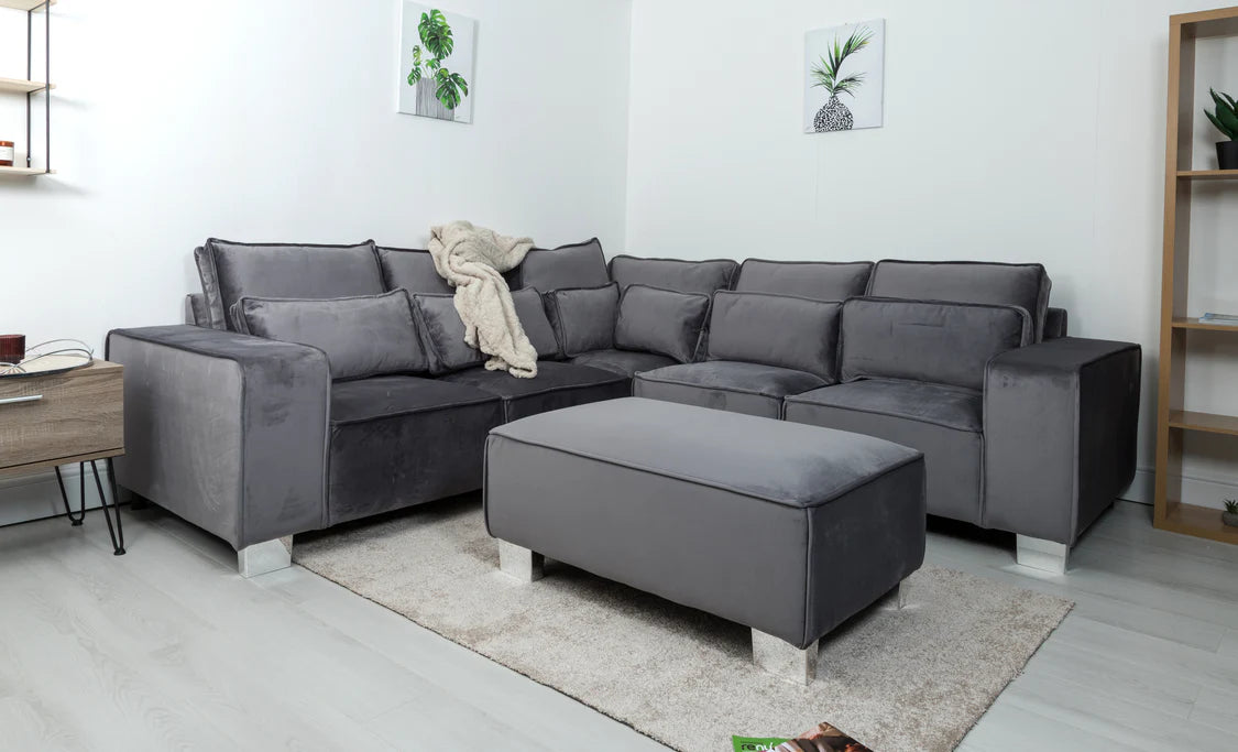 Riviera 5 Seater Corner Sofa - Grey