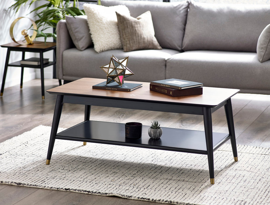 Findlay Coffee Table With Shelf - Walnut & Black