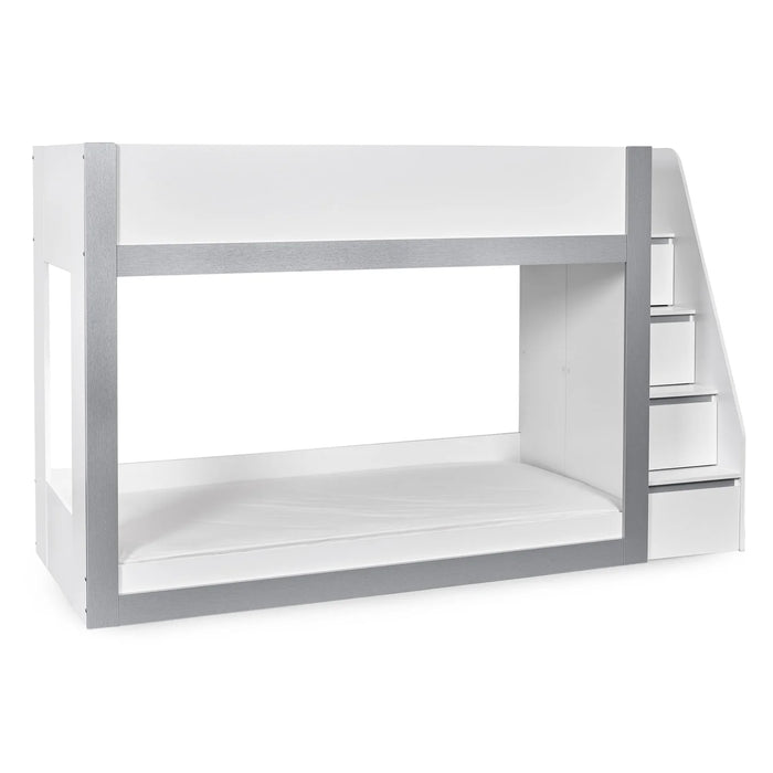 Gaia 90cm Single Bunk Bed - White and Silver