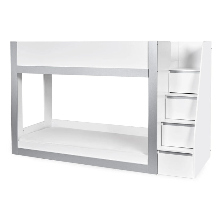 Gaia 90cm Single Bunk Bed - White and Silver